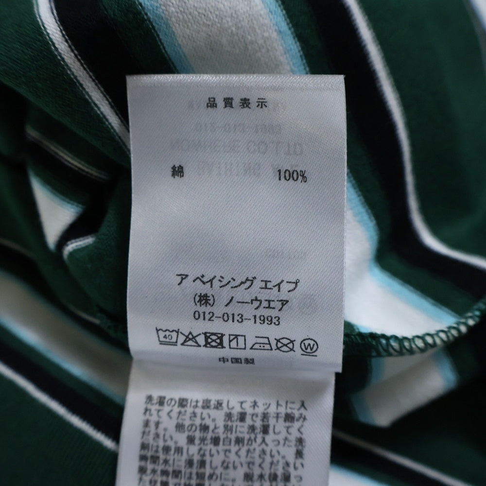 A BATHING APE(アベイシングエイプ) COLLEGE STRIPE TEE クルーネック半袖Tシャツカットソー グリーン 001CSL301006M