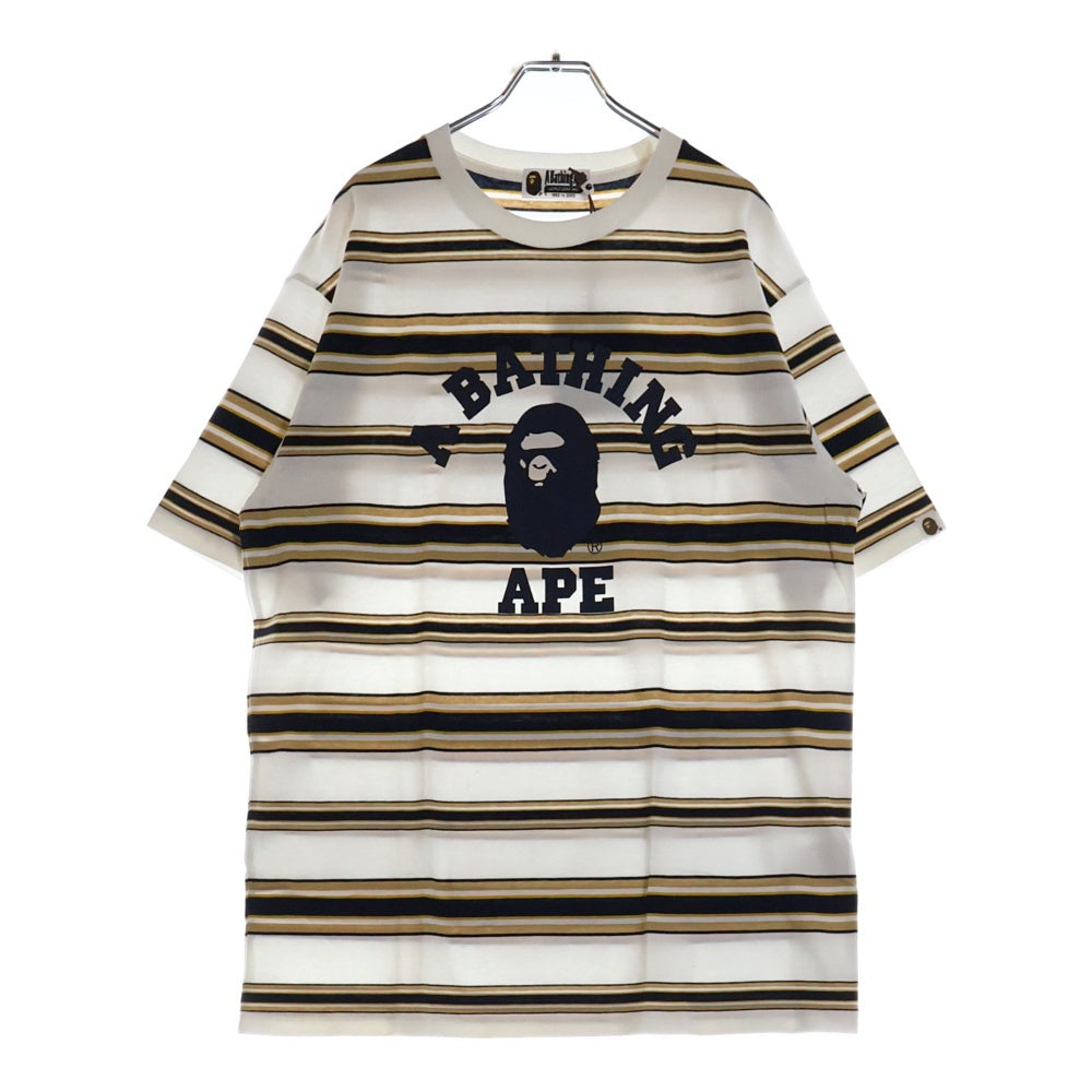 A BATHING APE(アベイシングエイプ) COLLEGE STRIPE TEE クルーネック半袖Tシャツカットソー ホワイト 001CSL301006M