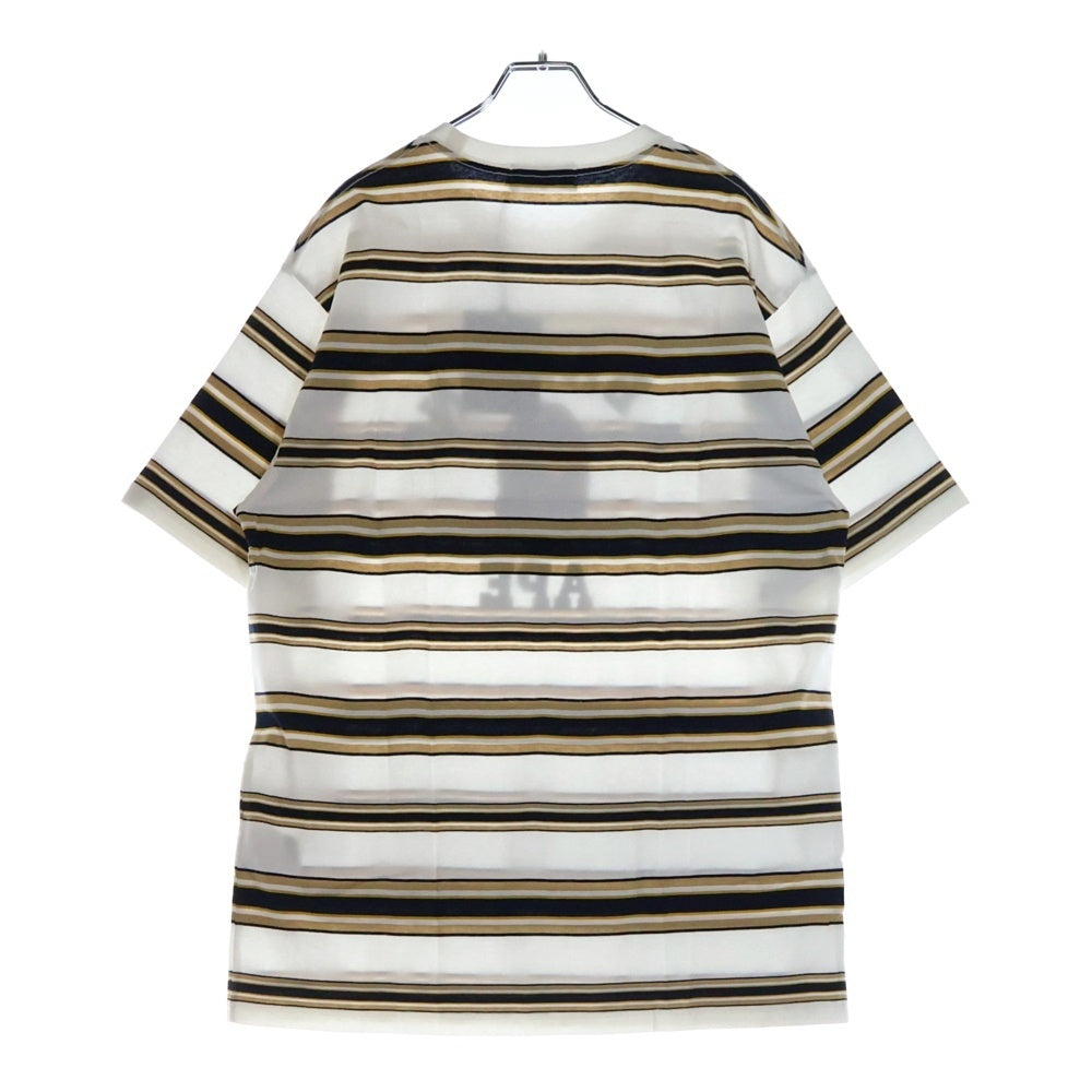 A BATHING APE(アベイシングエイプ) COLLEGE STRIPE TEE クルーネック半袖Tシャツカットソー ホワイト 001CSL301006M