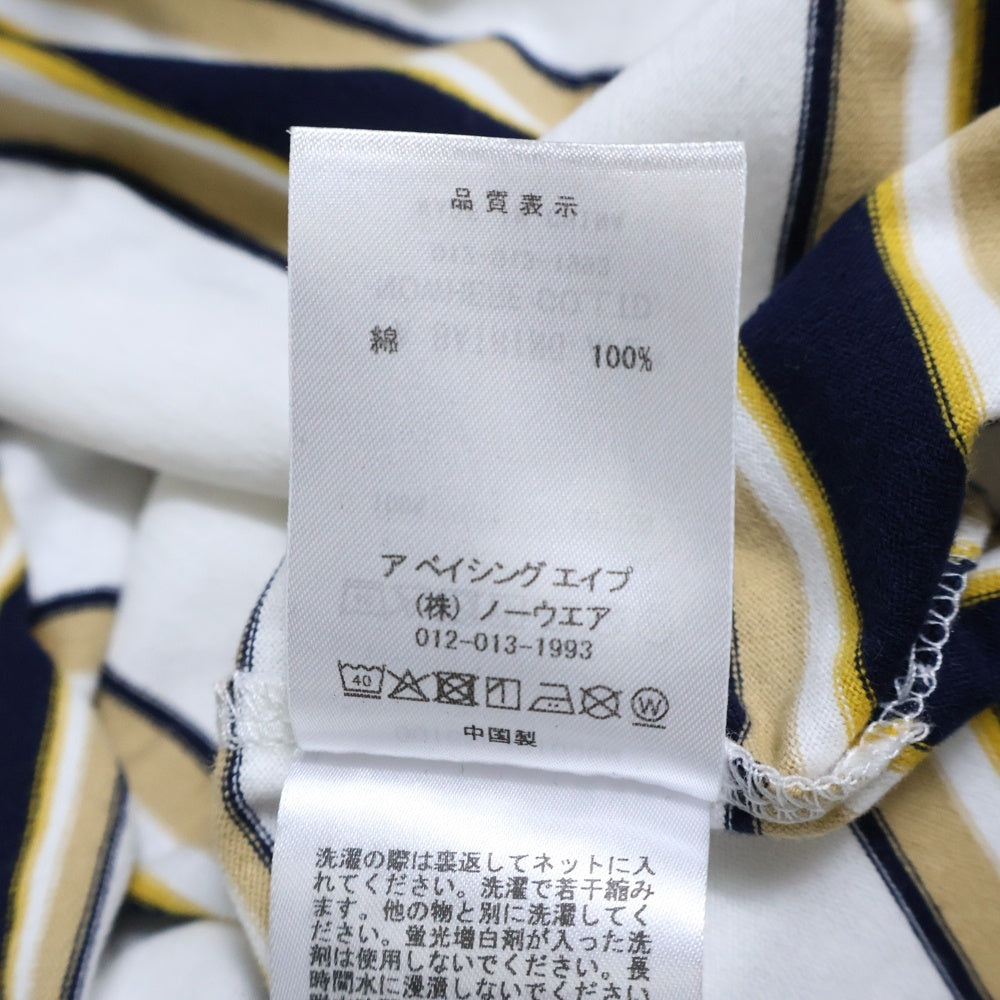 A BATHING APE(アベイシングエイプ) COLLEGE STRIPE TEE クルーネック半袖Tシャツカットソー ホワイト 001CSL301006M