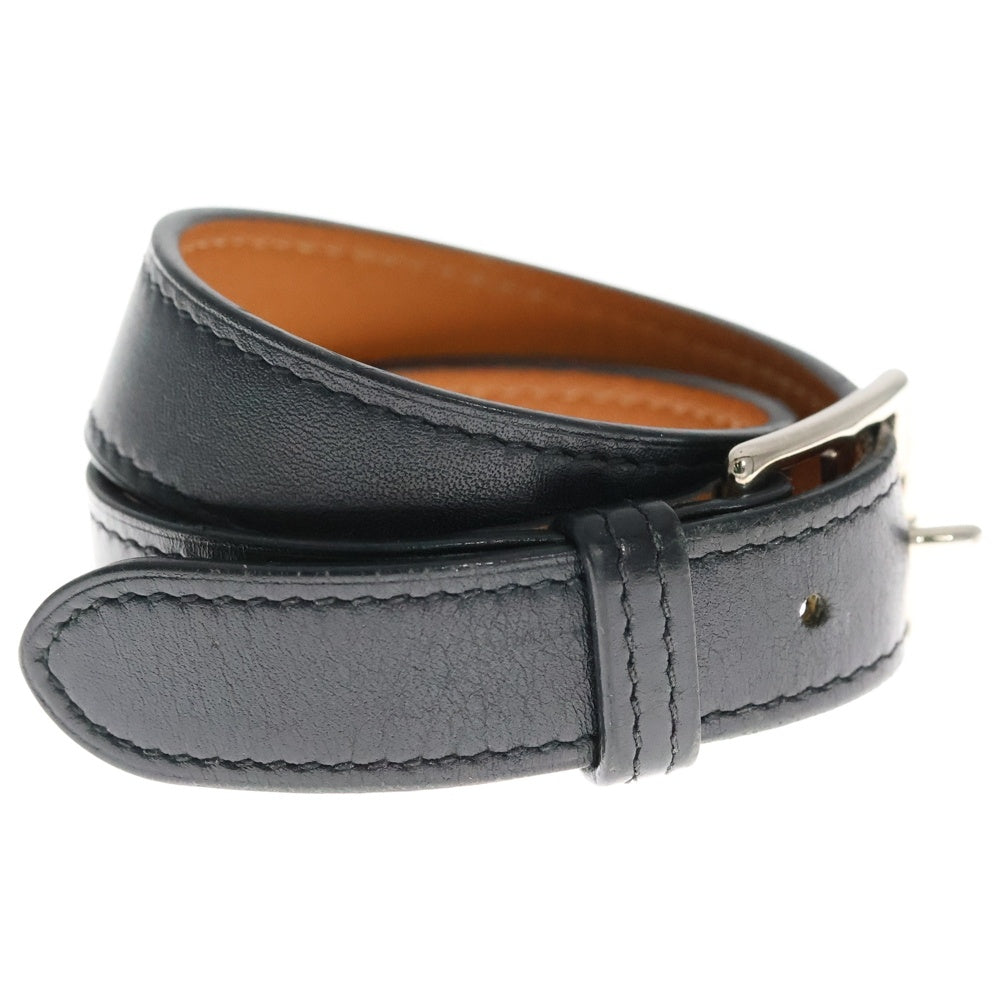 HERMES(エルメス) エトリヴィエール レザーブレスレット ブラック/シルバー □J刻印/2006年