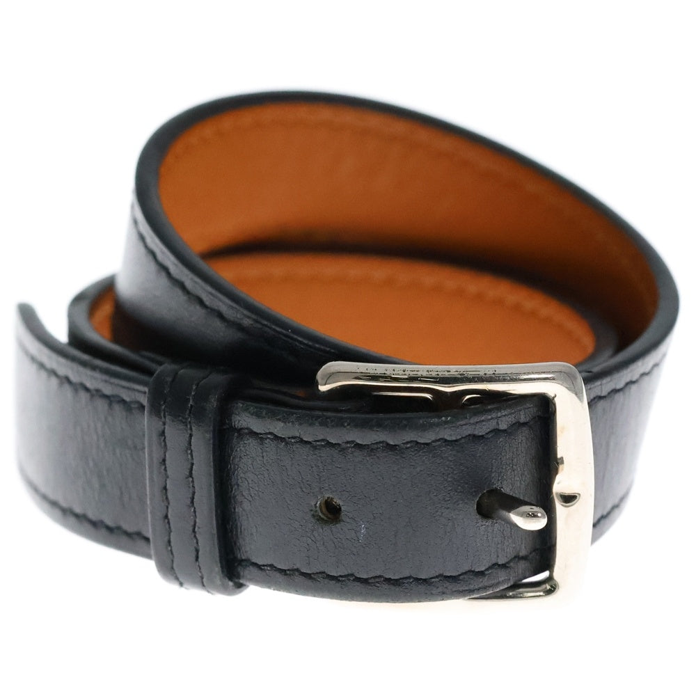 HERMES(エルメス) エトリヴィエール レザーブレスレット ブラック/シルバー □J刻印/2006年