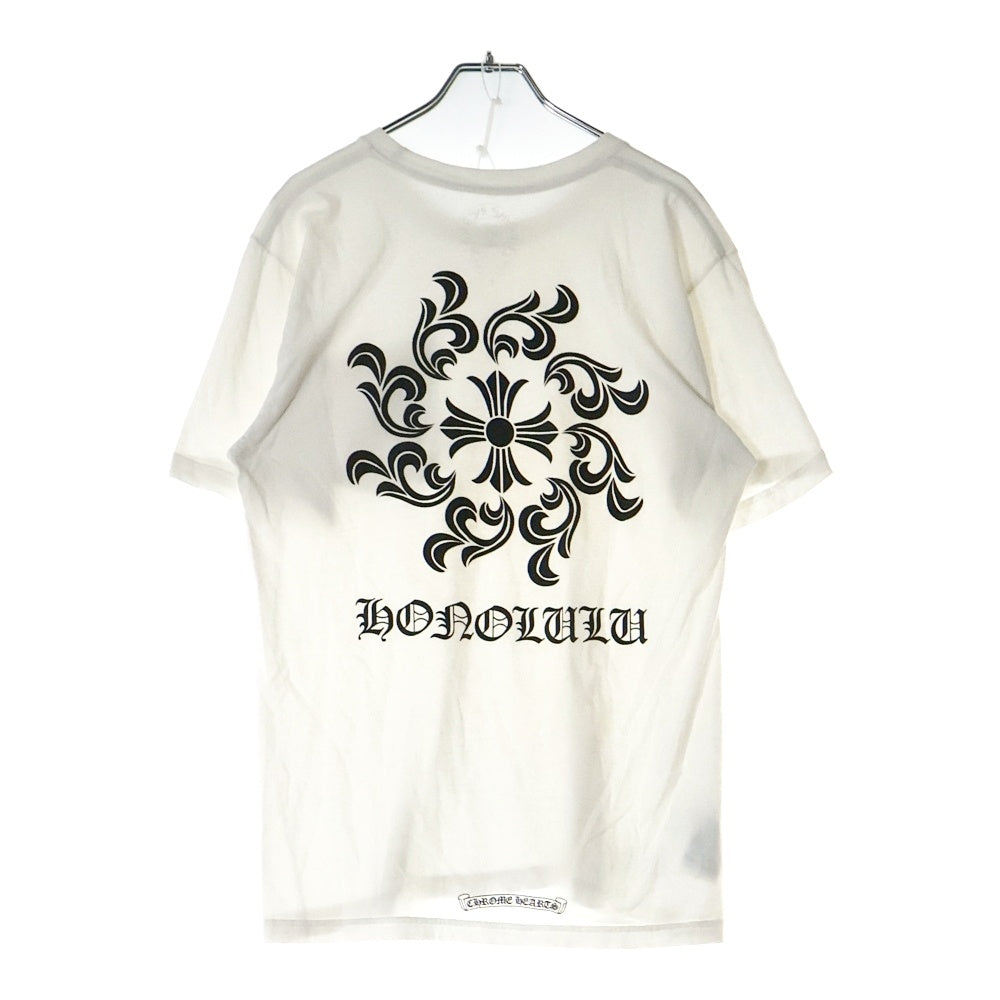 CHROME HEARTS(クロムハーツ) ホノルル限定 Honolulu Back Cross Tee ホノルルバッククロスプリント クルーネック半袖Tシャツカットソー ホワイト