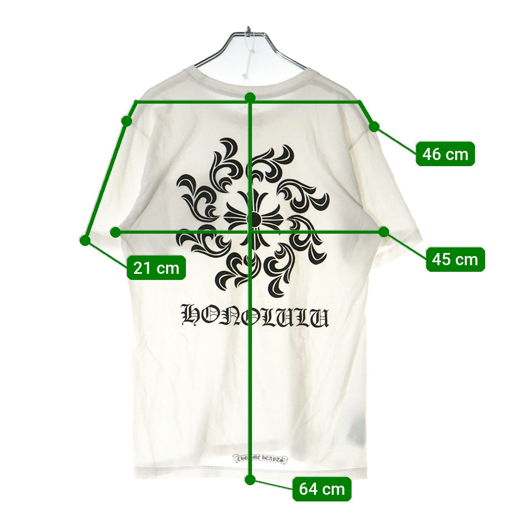 CHROME HEARTS(クロムハーツ) ホノルル限定 Honolulu Back Cross Tee ホノルルバッククロスプリント クルーネック半袖Tシャツカットソー ホワイト