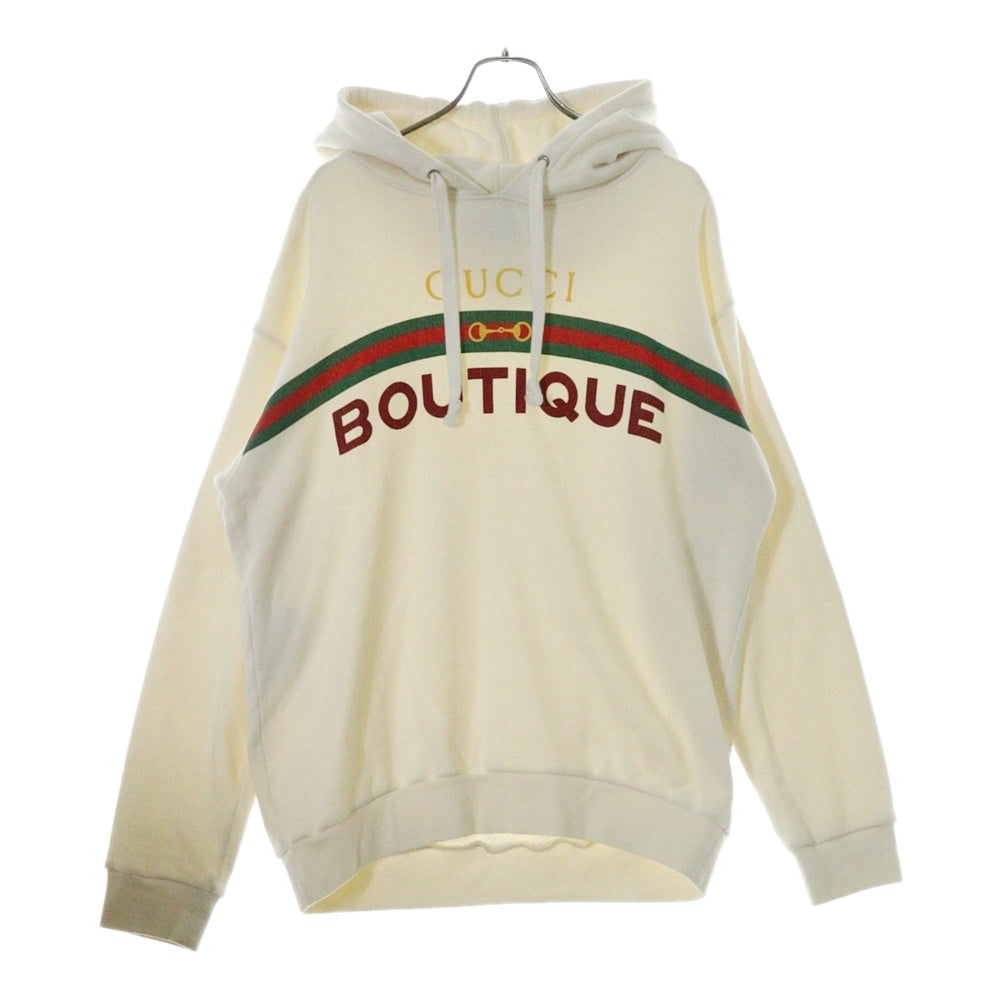 GUCCI(グッチ) BOUTIQUE フロントプリント プルオーバーパーカー ホワイト