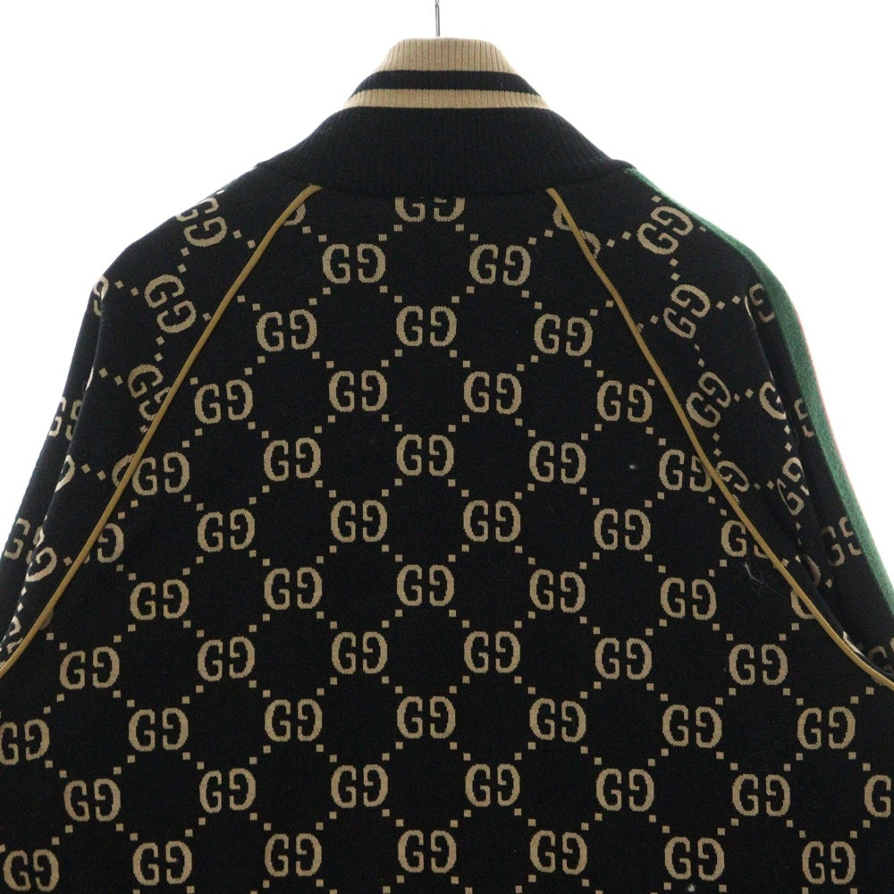 GUCCI(グッチ) GGコットンジャージー 総柄ジップアップジャケット ブラック/ベージュ 695955