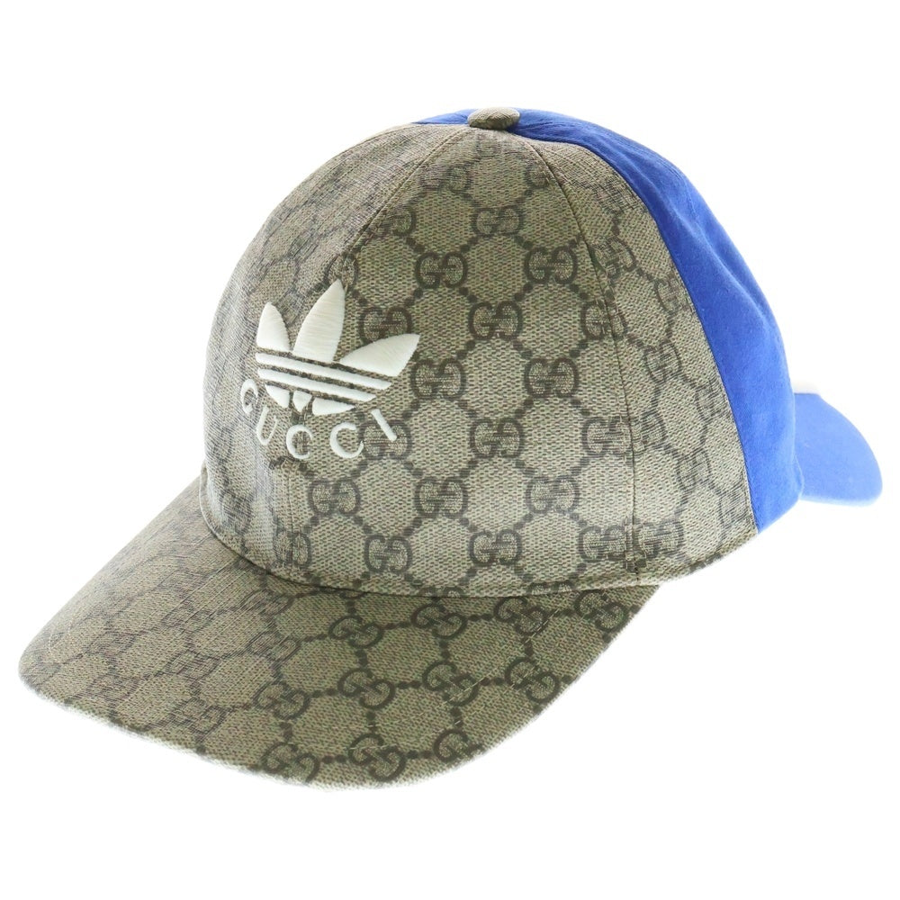GUCCI(グッチ) ×adidas GGスプリーム ダブルバイザー ベースボールキャップ ベージュ/ブルー 719406