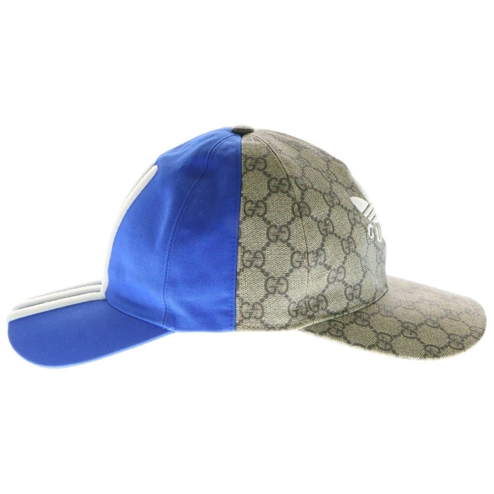 GUCCI(グッチ) ×adidas GGスプリーム ダブルバイザー ベースボールキャップ ベージュ/ブルー 719406
