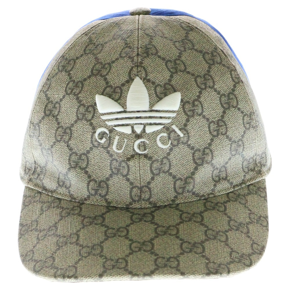 GUCCI(グッチ) ×adidas GGスプリーム ダブルバイザー ベースボールキャップ ベージュ/ブルー 719406