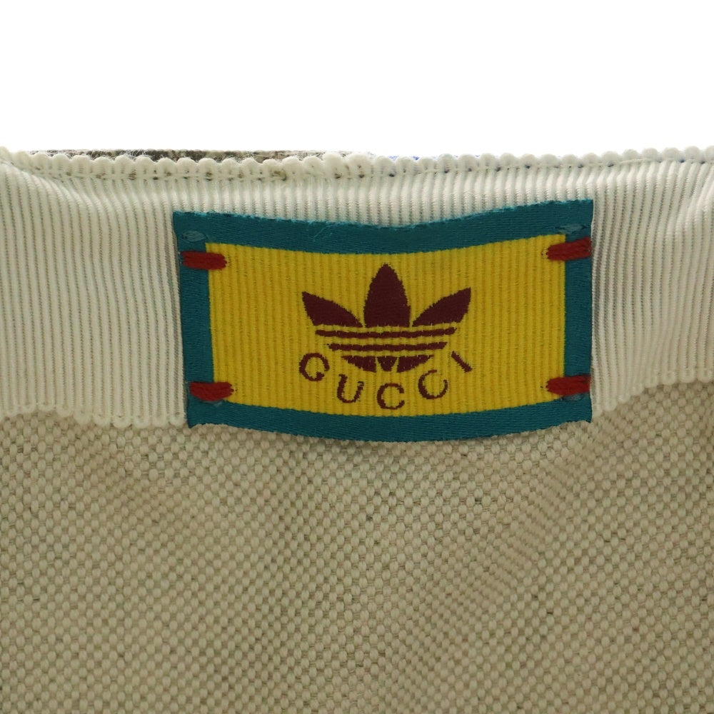 GUCCI(グッチ) ×adidas GGスプリーム ダブルバイザー ベースボールキャップ ベージュ/ブルー 719406