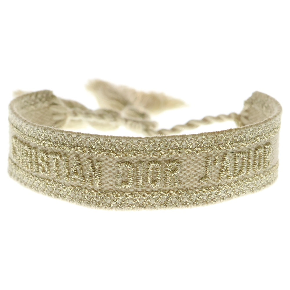 Christian Dior(クリスチャンディオール) ブランドロゴ刺繍 コットンブレスレット レディース ベージュ