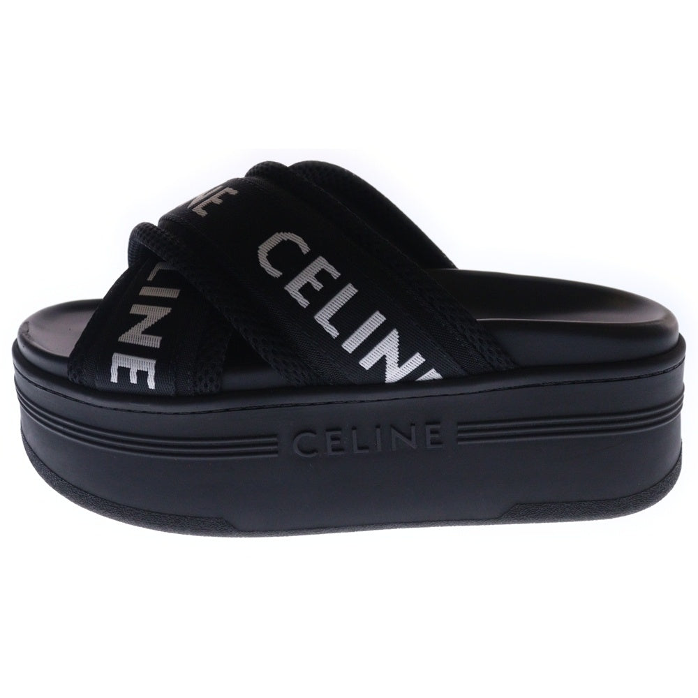 CELINE(セリーヌ) ブランドロゴ ブロックスライド厚底サンダル ブラック RM0223