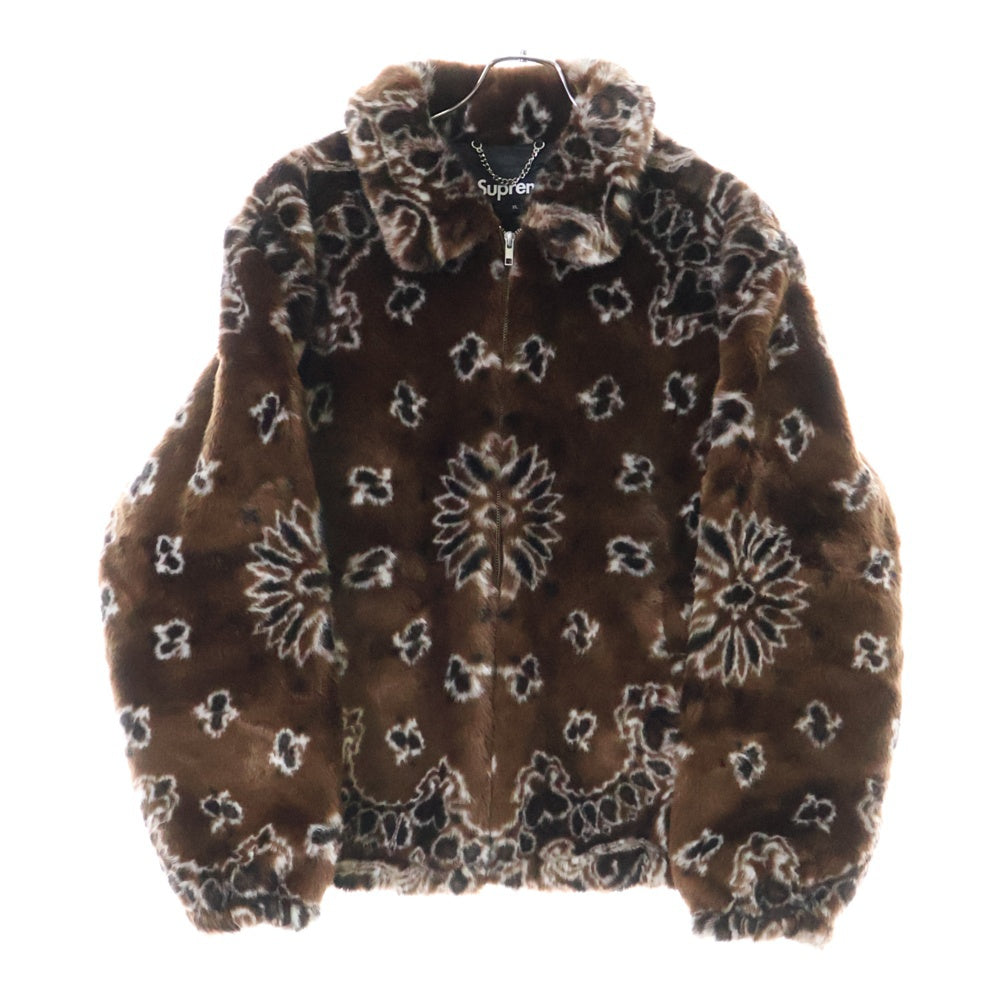 SUPREME(シュプリーム) 21AW Bandana Faux Bomber Jacket バンダナ フォウ ファー ボンバー ジャケット ブラウン