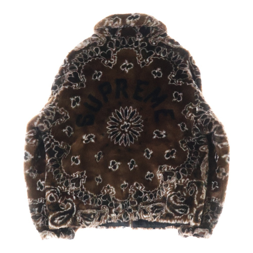SUPREME(シュプリーム) 21AW Bandana Faux Bomber Jacket バンダナ フォウ ファー ボンバー ジャケット ブラウン
