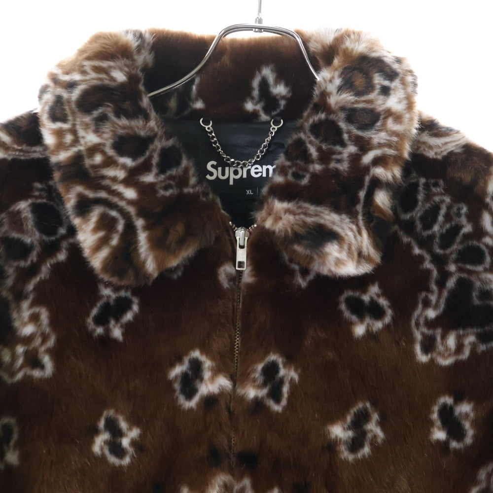 SUPREME(シュプリーム) 21AW Bandana Faux Bomber Jacket バンダナ フォウ ファー ボンバー ジャケット ブラウン