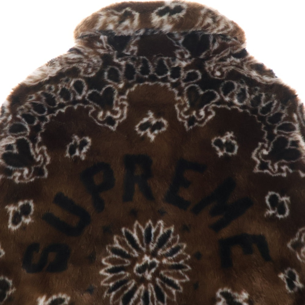 SUPREME(シュプリーム) 21AW Bandana Faux Bomber Jacket バンダナ フォウ ファー ボンバー ジャケット ブラウン