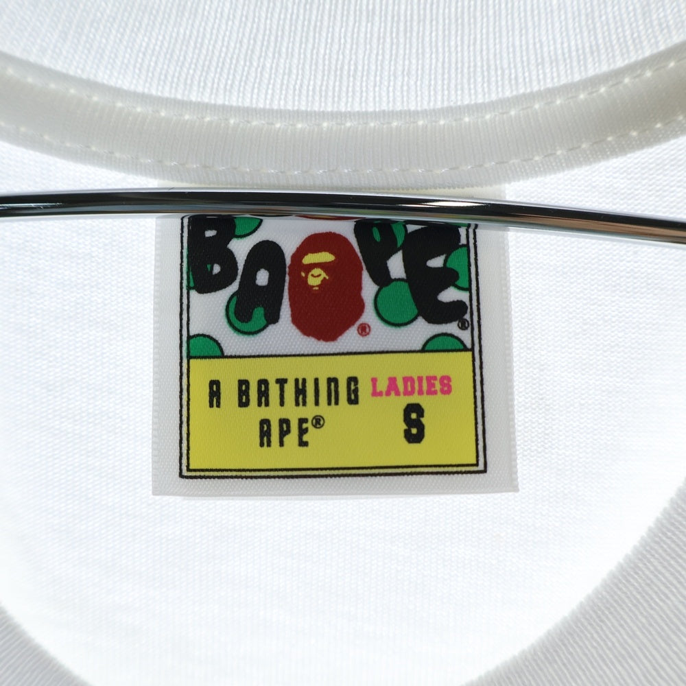 A BATHING APE(アベイシングエイプ) 1ST CAMO BIG BABY MILO TEE クルーネック半袖Tシャツカットソー レディース ホワイト/カーキ 002TEL202003L