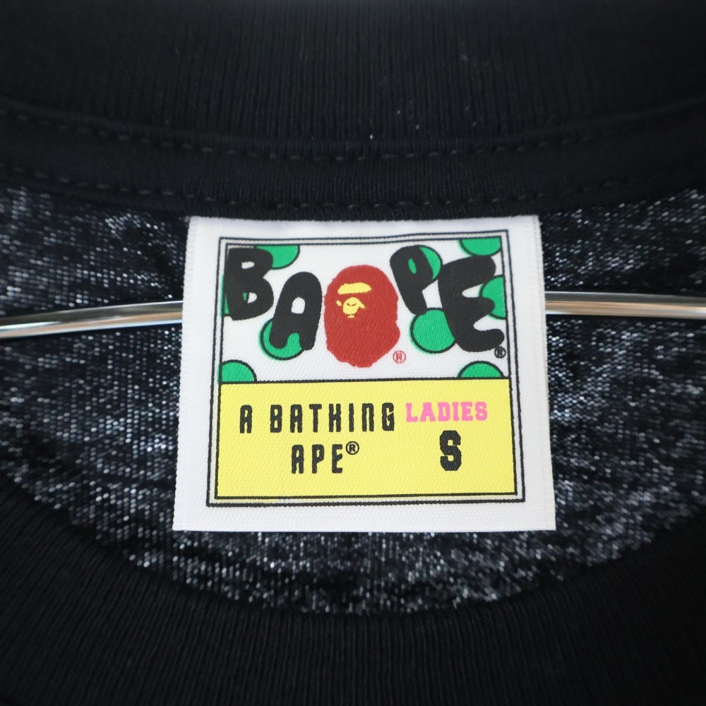 A BATHING APE(アベイシングエイプ) ABC CAMO BIG BABY MILO TEE クルーネック半袖Tシャツカットソー レディース ブラック/ブルー 002TEL202001L