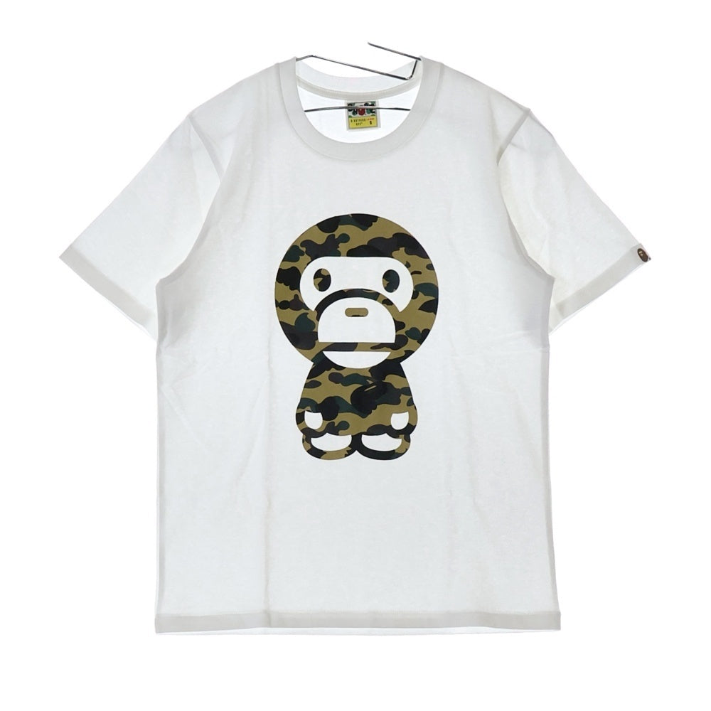 A BATHING APE(アベイシングエイプ) 1ST CAMO BIG BABY MILO TEE クルーネック半袖Tシャツカットソー レディース ホワイト/カモフラージュ 002TEL202003L