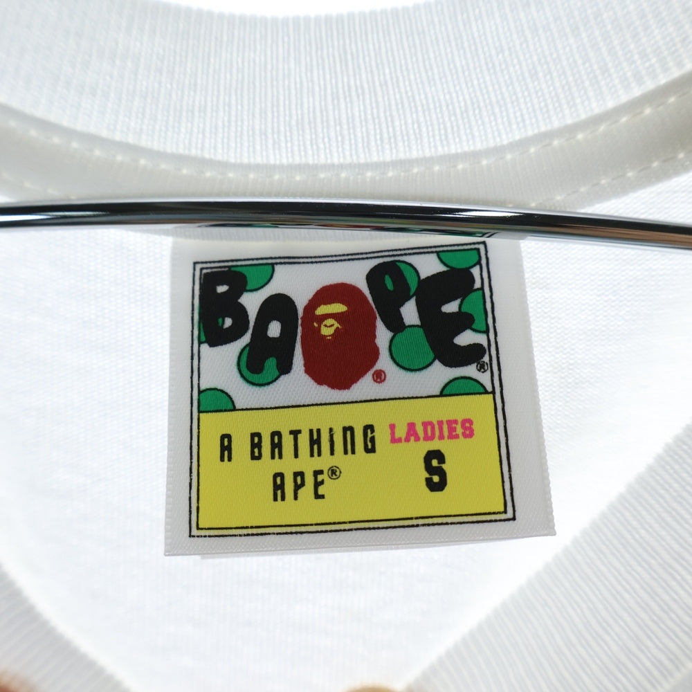 A BATHING APE(アベイシングエイプ) 1ST CAMO BIG BABY MILO TEE クルーネック半袖Tシャツカットソー レディース ホワイト/カモフラージュ 002TEL202003L