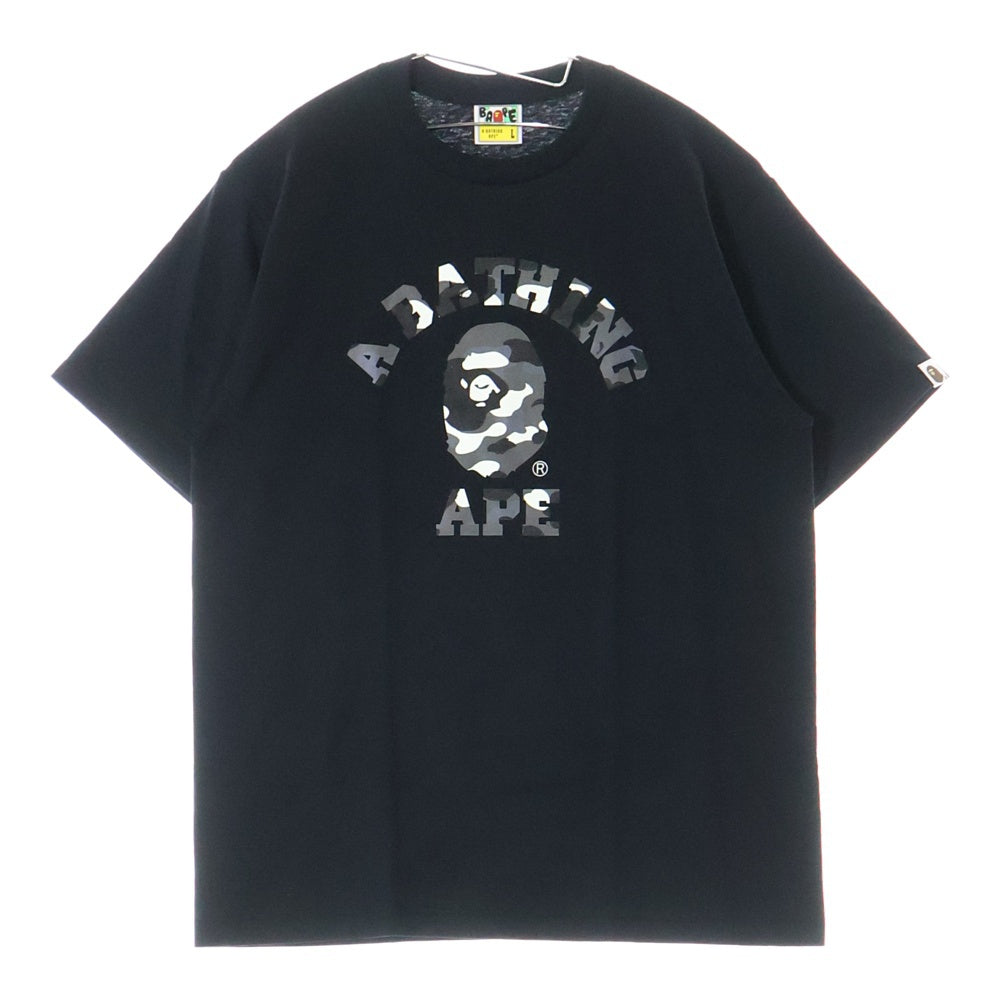 A BATHING APE(アベイシングエイプ) CITY CAMO COLLEGE TEE クルーネック半袖Tシャツカットソー ブラック/グレー 001TEL801026M