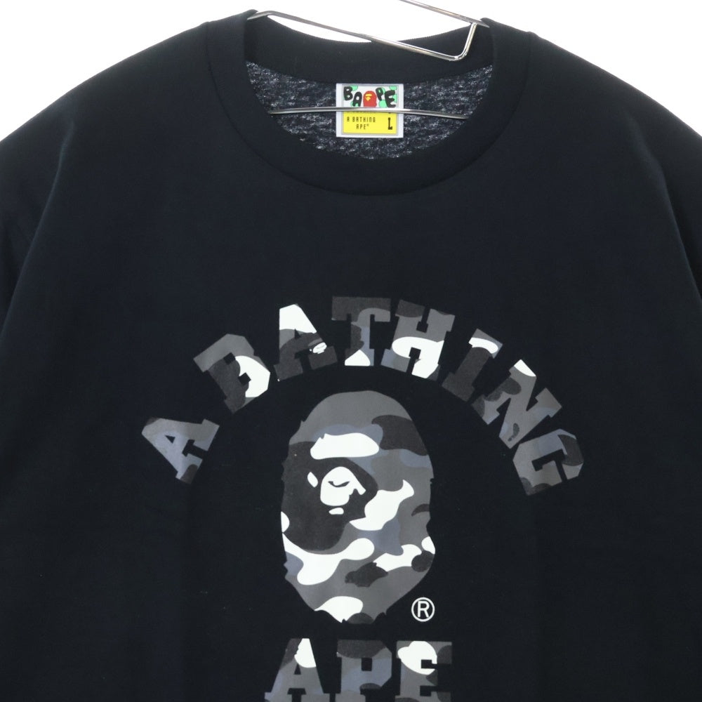 A BATHING APE(アベイシングエイプ) CITY CAMO COLLEGE TEE クルーネック半袖Tシャツカットソー ブラック/グレー 001TEL801026M