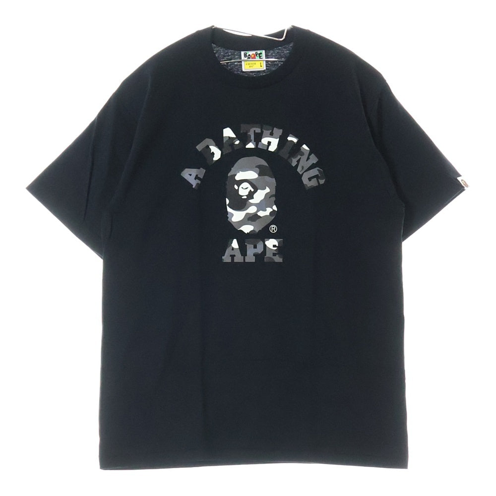 A BATHING APE(アベイシングエイプ) CITY CAMO COLLEGE TEE クルーネック半袖Tシャツカットソー ブラック/グレー 001TEL801026M