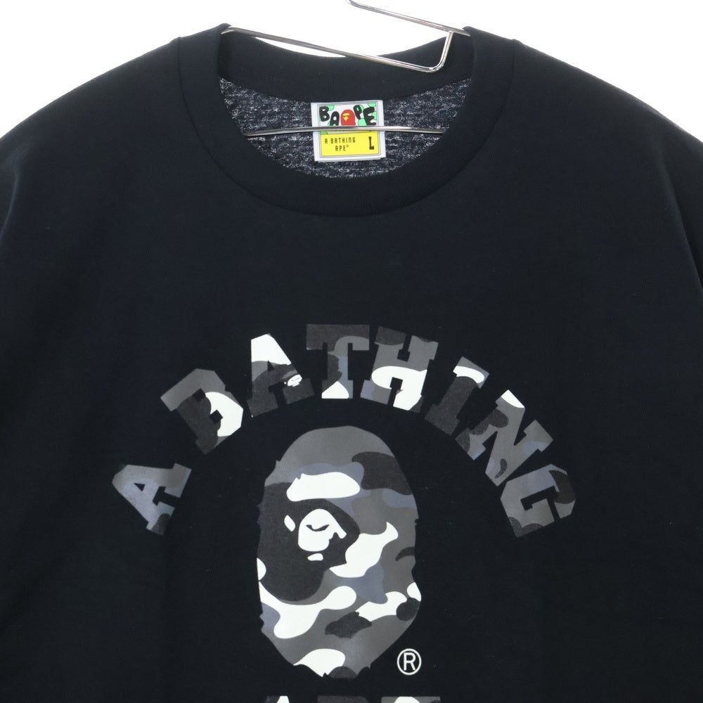 A BATHING APE(アベイシングエイプ) CITY CAMO COLLEGE TEE クルーネック半袖Tシャツカットソー ブラック/グレー 001TEL801026M
