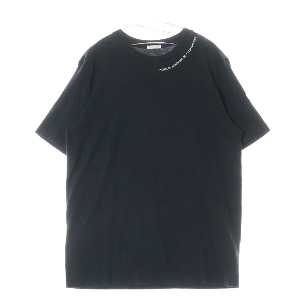 MONCLER(モンクレール) SS T-SHIRT ネックロゴ クルーネック半袖Tシャツカットソー ブラック J10918C00044 8390T