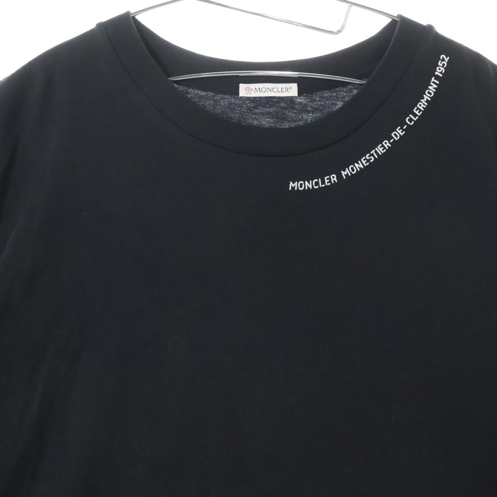 MONCLER(モンクレール) SS T-SHIRT ネックロゴ クルーネック半袖Tシャツカットソー ブラック J10918C00044 8390T