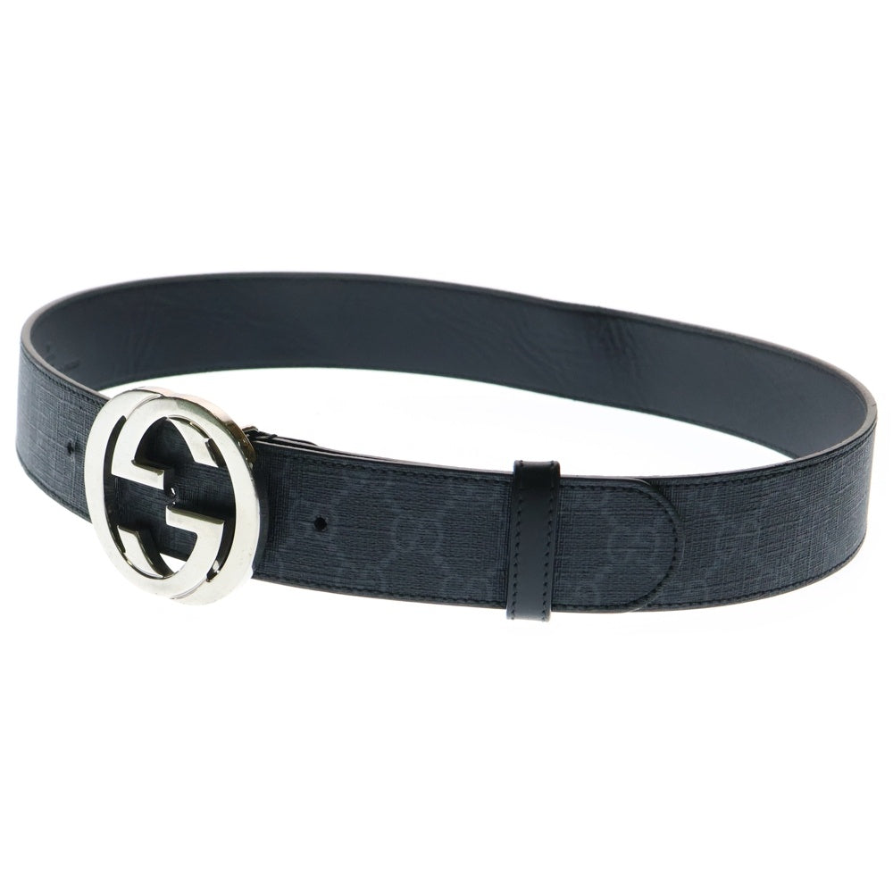 GUCCI(グッチ) GGスプリームキャンバス インターロッキングGバックルレザーベルト ブラック 411924-KGDHX