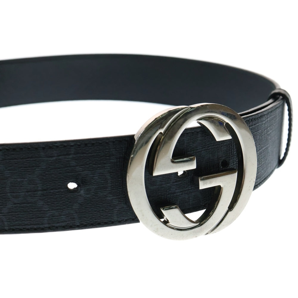 GUCCI(グッチ) GGスプリームキャンバス インターロッキングGバックルレザーベルト ブラック 411924-KGDHX