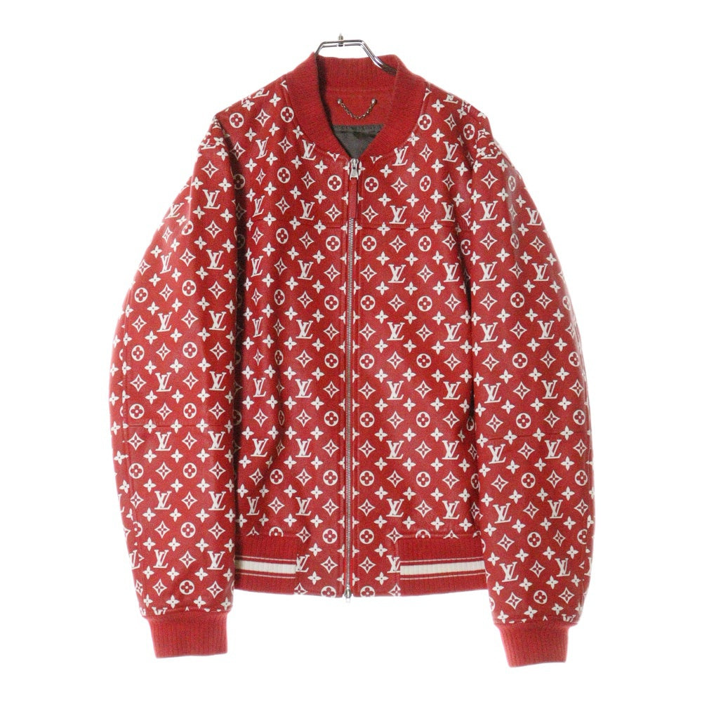 SUPREME(シュプリーム) 17AW×LOUIS VUITTON LV Leather Baseball Jacket モノグラム レザージャケット ボンバー ジャケット HDL90ED0S レッド