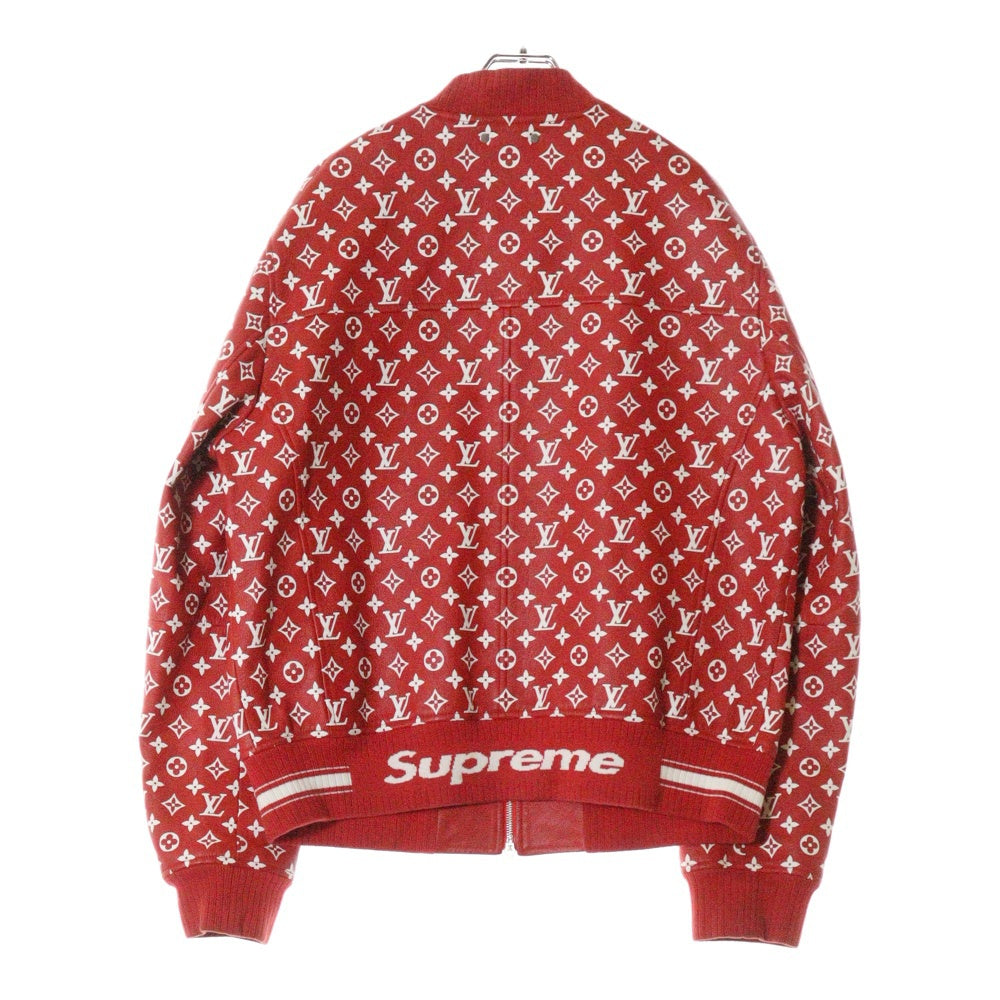 SUPREME(シュプリーム) 17AW×LOUIS VUITTON LV Leather Baseball Jacket モノグラム レザージャケット ボンバー ジャケット HDL90ED0S レッド
