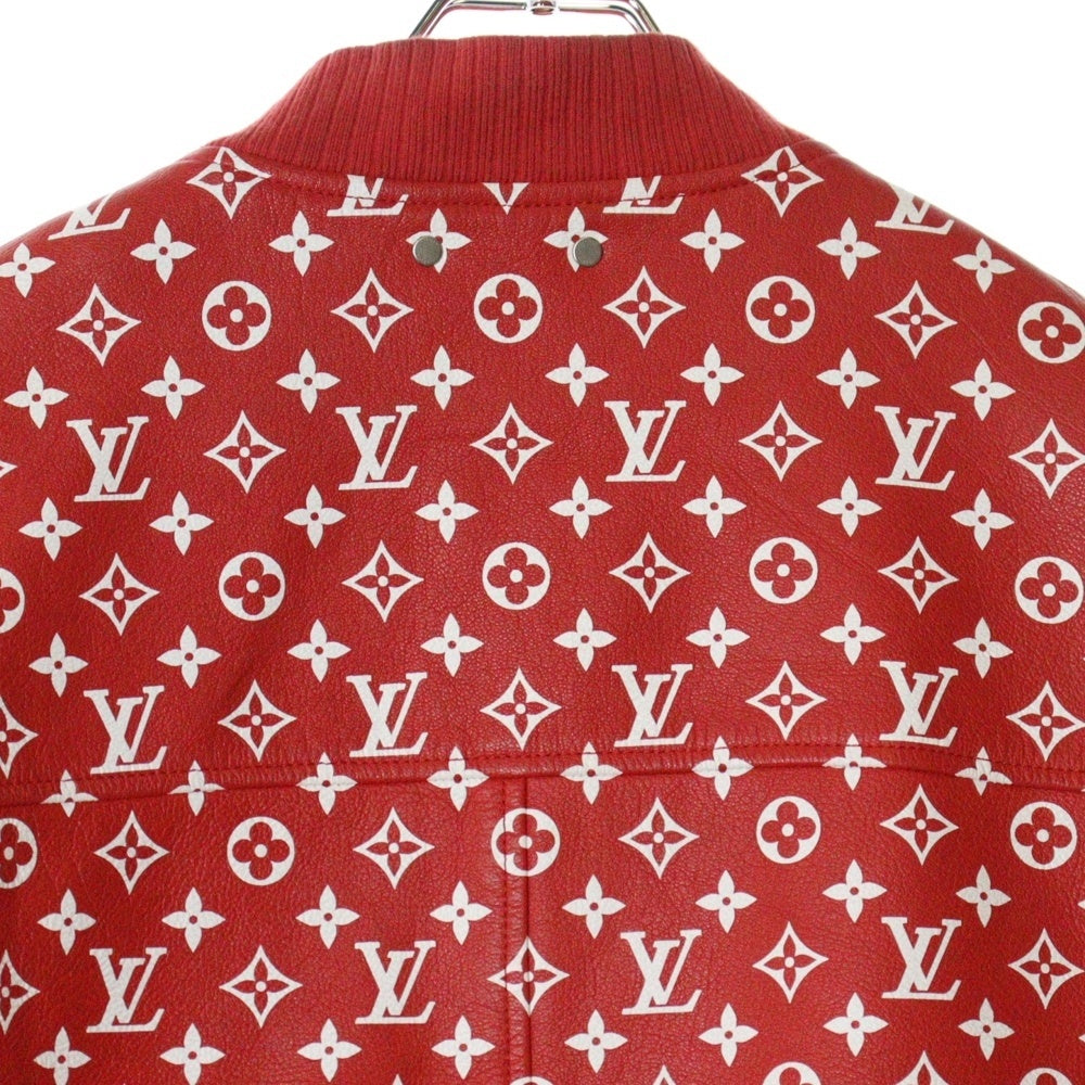 SUPREME(シュプリーム) 17AW×LOUIS VUITTON LV Leather Baseball Jacket モノグラム レザージャケット ボンバー ジャケット HDL90ED0S レッド
