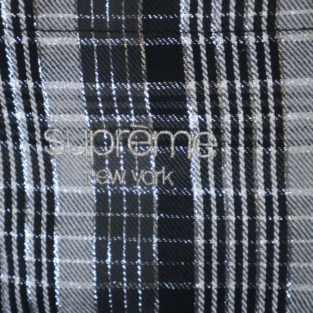 SUPREME(シュプリーム) 23SS Metallic Plaid S/S shirt メタリックプレイドチェック総柄半袖シャツ グレー