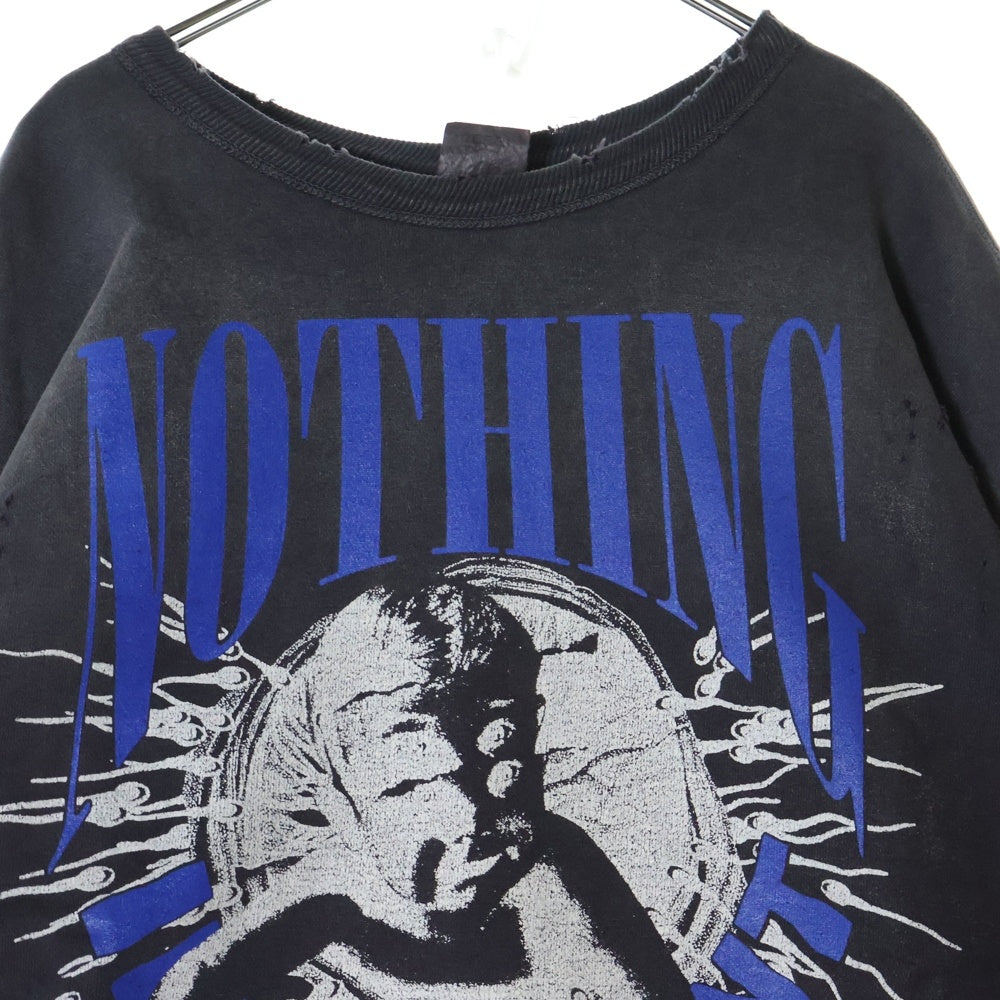 SAINT MICHAEL(セントマイケル) 24AW ×Kousuke Kawamura CREW SWEAT NOTHING IMPORTANT 河村康輔 ナッシングインポータント長袖クルーネックスウェットトレーナー ブラック SM-YS1-0000-C36
