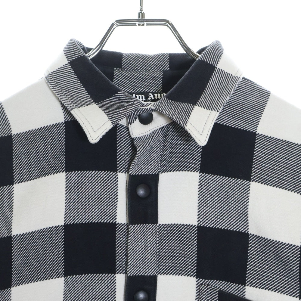 Palm Angels(パームエンジェルス) Burning Logo Overshirt バーニングロゴ 長袖チェックシャツ ブラック/ホワイト PMGA024F22FAB002