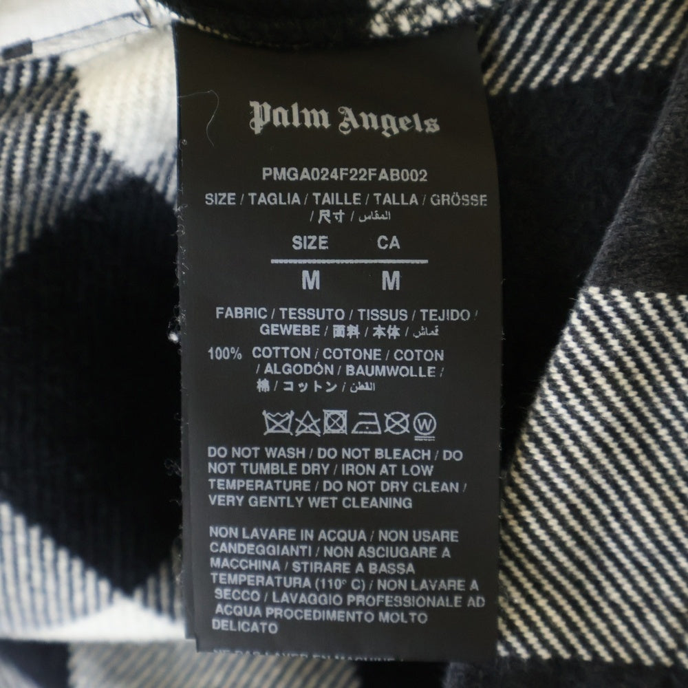 Palm Angels(パームエンジェルス) Burning Logo Overshirt バーニングロゴ 長袖チェックシャツ ブラック/ホワイト PMGA024F22FAB002