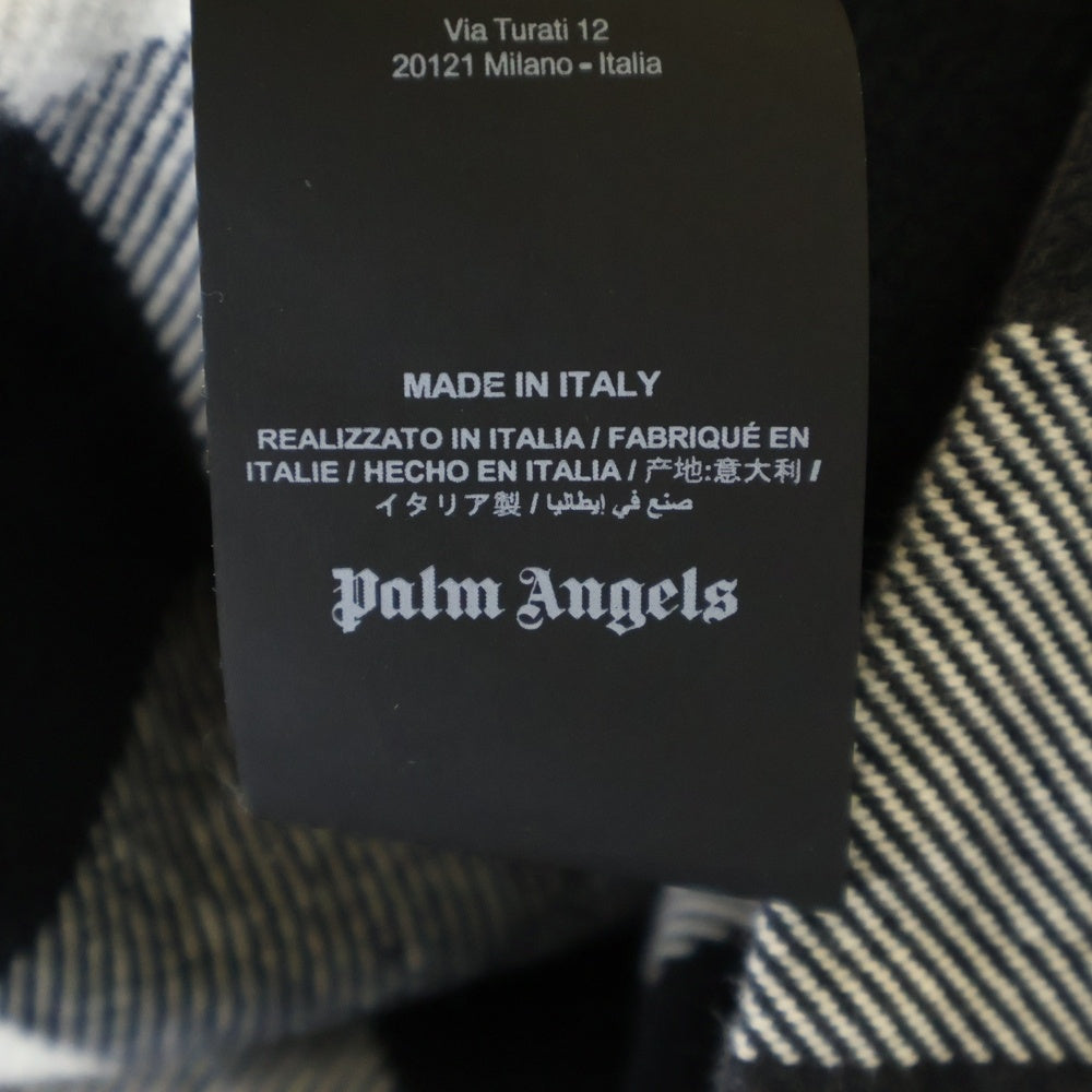 Palm Angels(パームエンジェルス) Burning Logo Overshirt バーニングロゴ 長袖チェックシャツ ブラック/ホワイト PMGA024F22FAB002