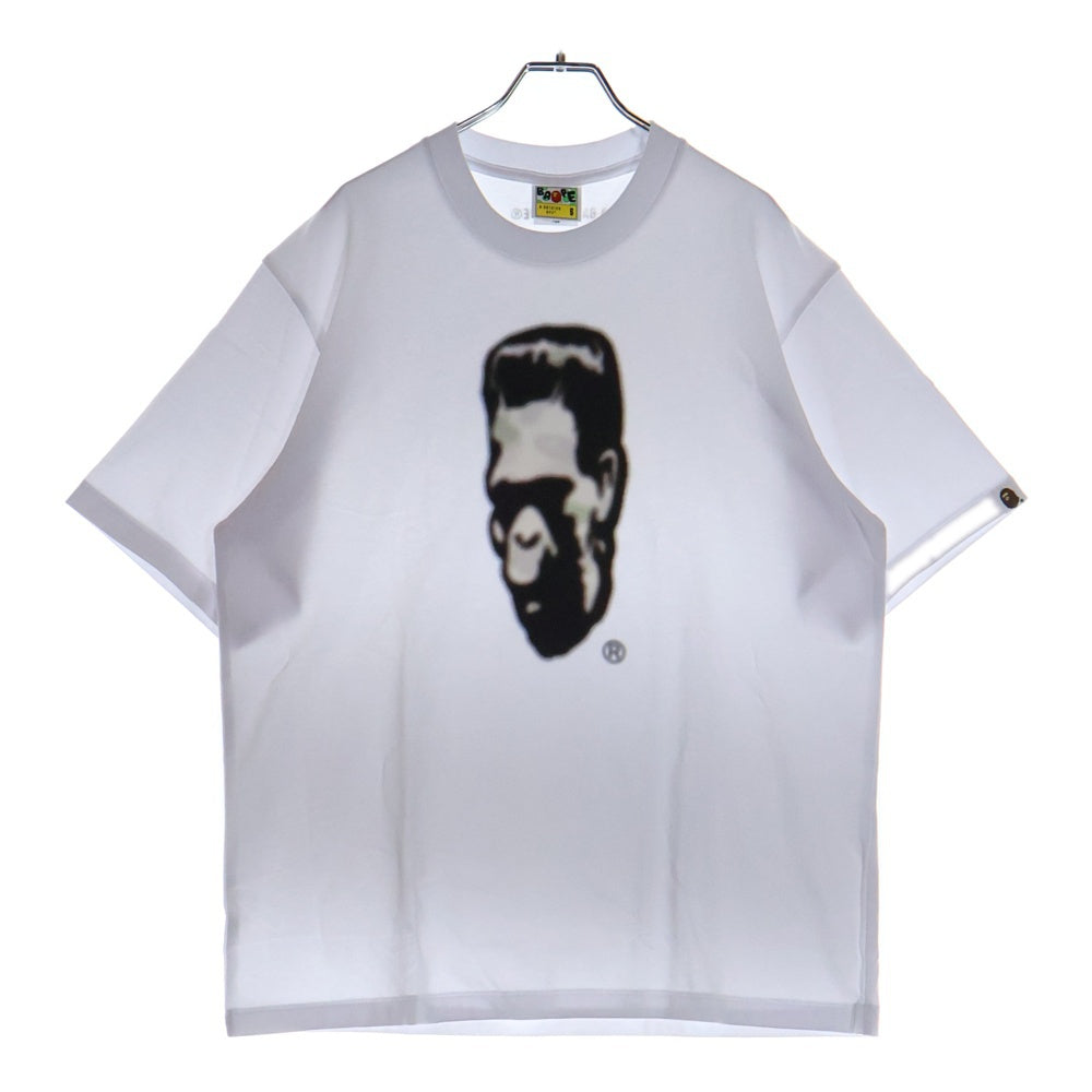A BATHING APE(アベイシングエイプ) CITY CAMO FRANKENSTEIN RELAXED FUT TEE フロントプリント クルーネック半袖Tシャツカットソー ホワイト 001TEL801317M