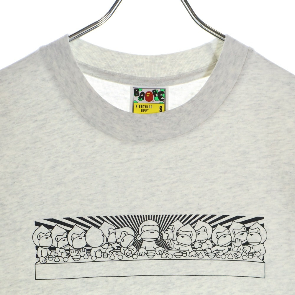 A BATHING APE(アベイシングエイプ) BABY MILO GRAPHIC RELAXED FIT TEE フロントプリント クルーネック半袖Tシャツカットソー グレー 002TEL801302M