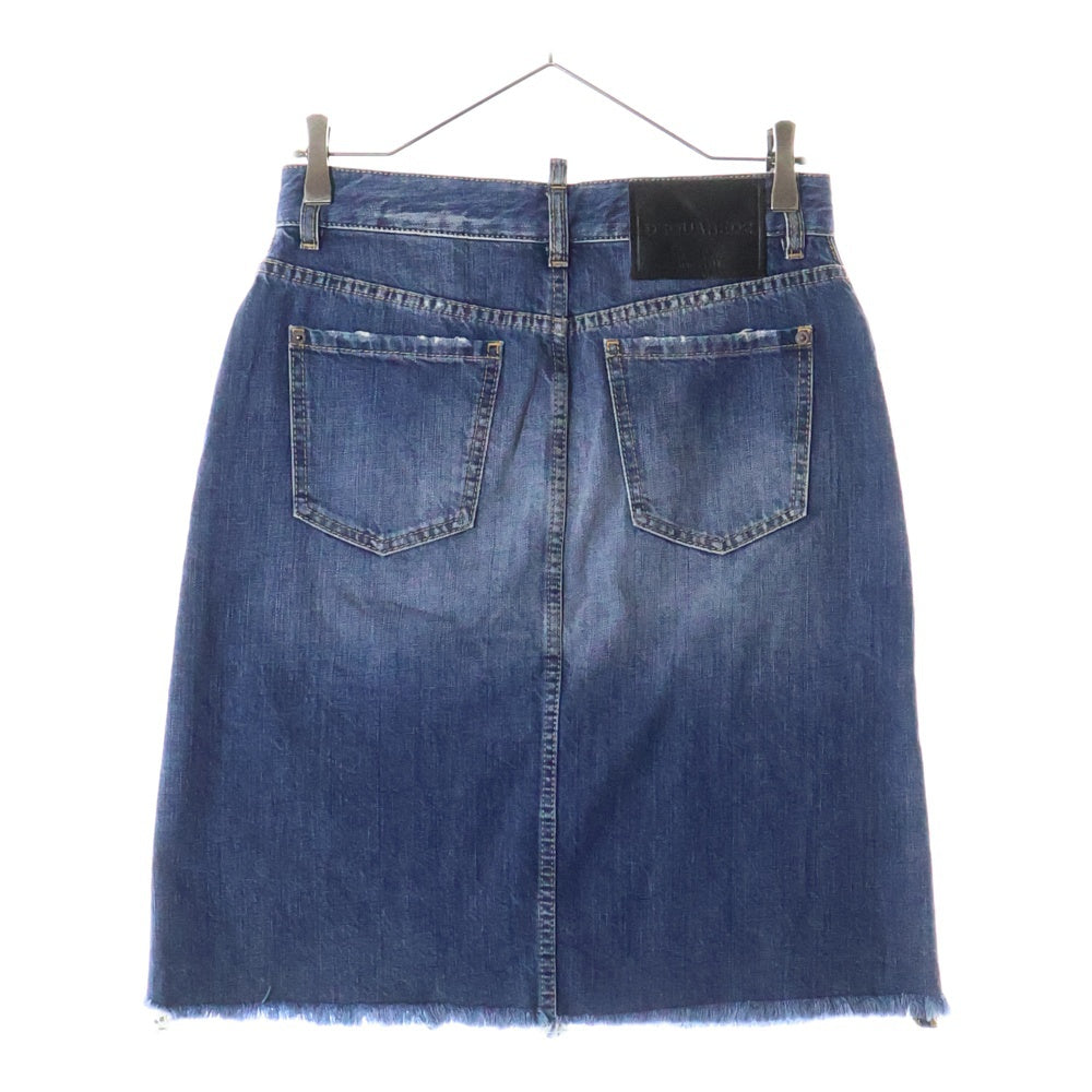DSQUARED2(ディースクエアード) 22SS ダメージ加工デニムスカート レディース インディゴ 75MA0812 S30309