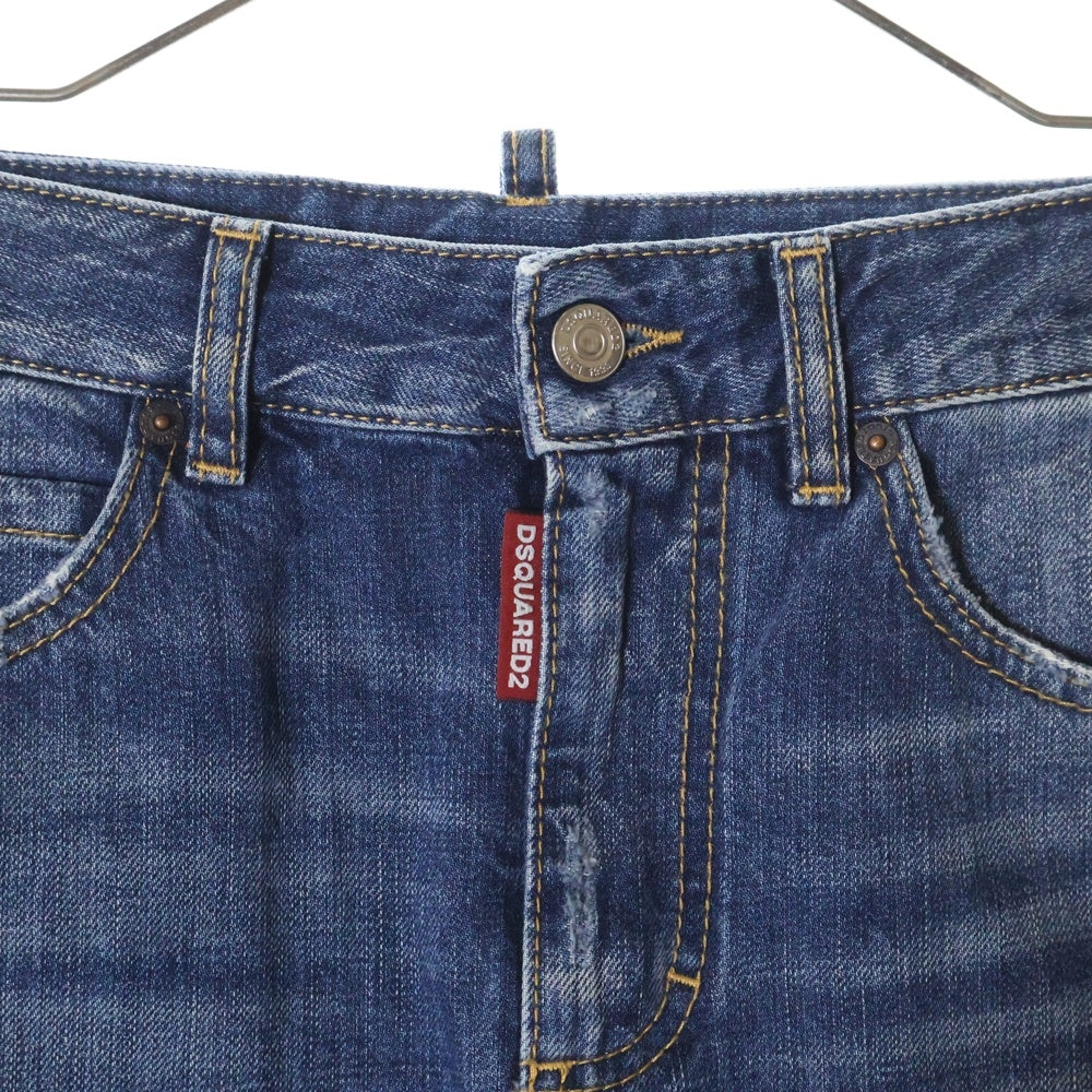 DSQUARED2(ディースクエアード) 22SS ダメージ加工デニムスカート レディース インディゴ 75MA0812 S30309