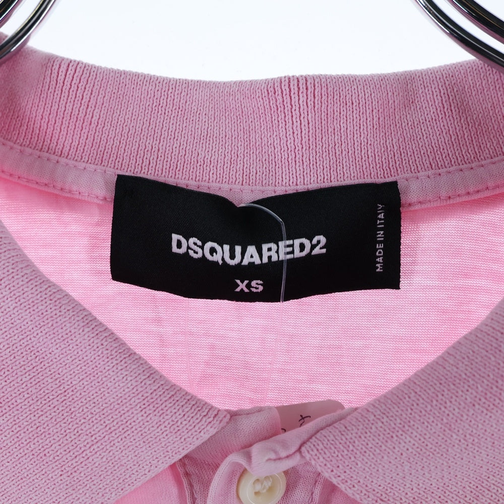 DSQUARED2(ディースクエアード) 刺繍デザインロゴ半袖ポロシャツ レディース ピンク S75GL0032