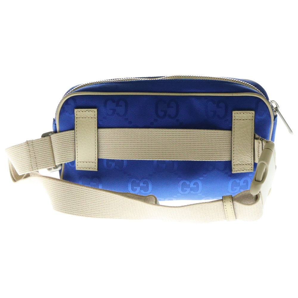 GUCCI(グッチ) オフザグリット 総柄ロゴデザインナイロンボディバッグ ブルー 631341