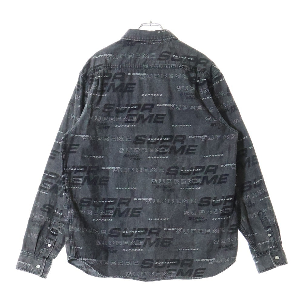 SUPREME(シュプリーム) 19AW Dimensions Logo Denim Shirt ディメンションズ総柄ロゴデザインデニムシャツ ブラック