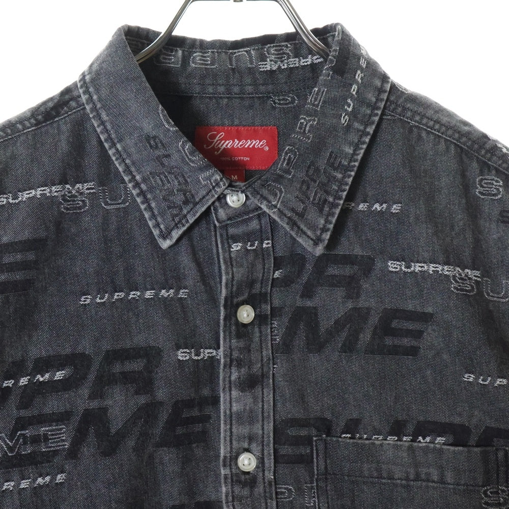 SUPREME(シュプリーム) 19AW Dimensions Logo Denim Shirt ディメンションズ総柄ロゴデザインデニムシャツ ブラック