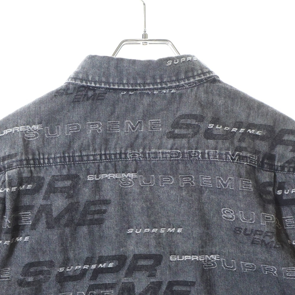 SUPREME(シュプリーム) 19AW Dimensions Logo Denim Shirt ディメンションズ総柄ロゴデザインデニムシャツ ブラック