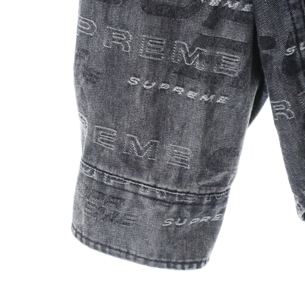 SUPREME(シュプリーム) 19AW Dimensions Logo Denim Shirt ディメンションズ総柄ロゴデザインデニムシャツ ブラック